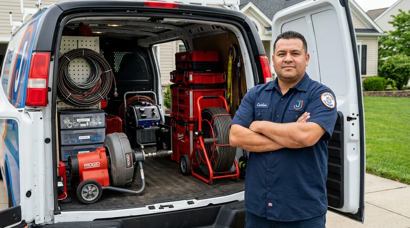 Professional drain cleaning equipment and Johns Plumbing LLC plumber in Hickman