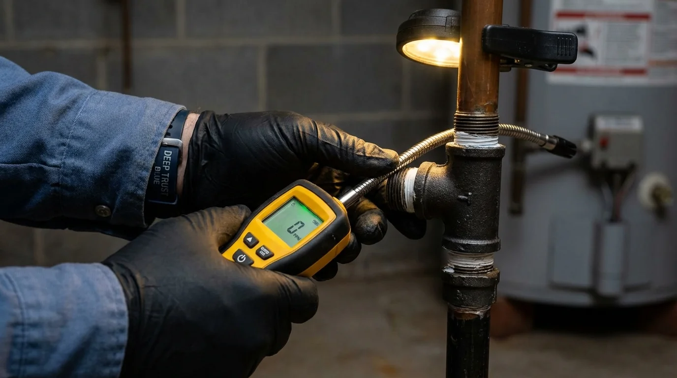 Gas leak detection with electronic sniffer by Johns Plumbing LLC in Hickman