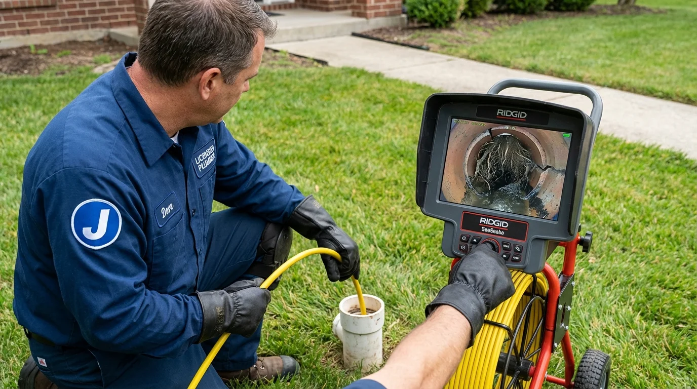 Sewer camera inspection being performed by Johns Plumbing LLC in Hickman